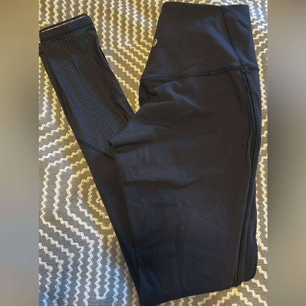 lululemon athletica Black Leggings with Mesh Panel